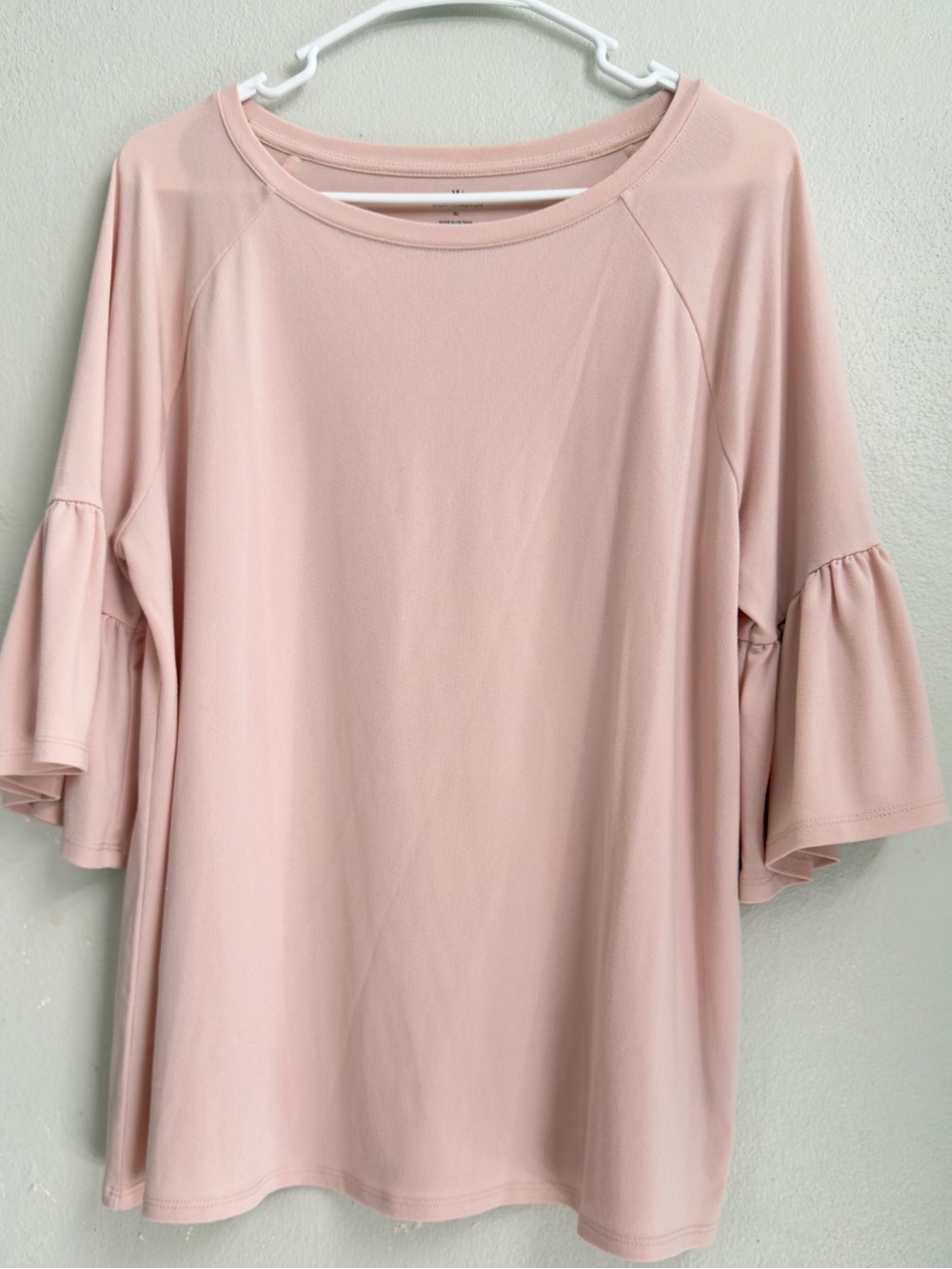 Worthington Blush Pink Ruffle Sleeve Tee Size XL